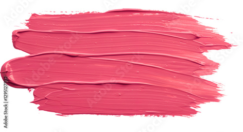 Abstract pink acrylic oil paint brush stroke with varying opacity, expressive bristle marks, and a sense of movement, on transparent background