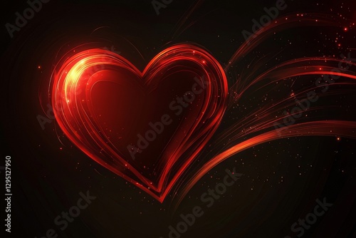 Radiaant red heart vector with glowing effect 