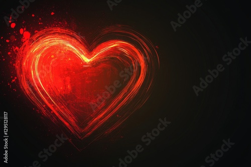 Radiaant red heart vector with glowing effect 