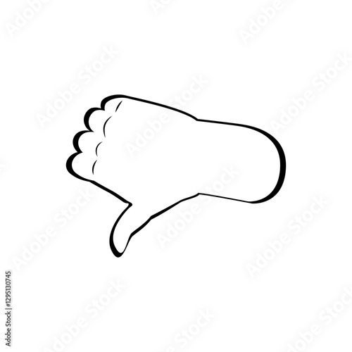 The thumb down gesture mean dislike, hand drawn sketch style Line art vector flat illustration