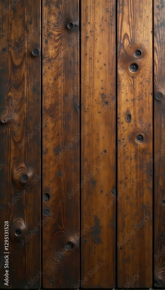 Naklejka premium Rich brown wood grain, distressed surface, grunge aesthetic, abstract, dark brown