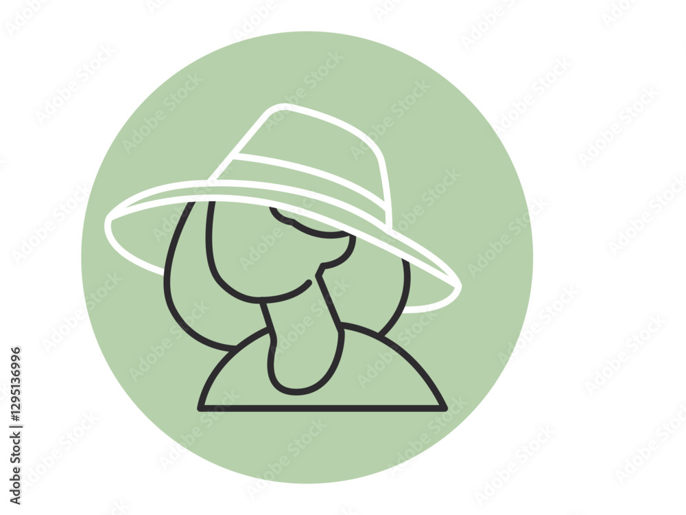 Obraz premium Trip and Vacation vector icon concept. Woman traveler icon. Traveling symbols outline vector line icons.