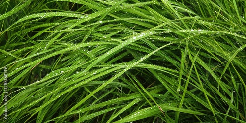 A gentle breeze disturbing dewdrops on a field of tall grass
