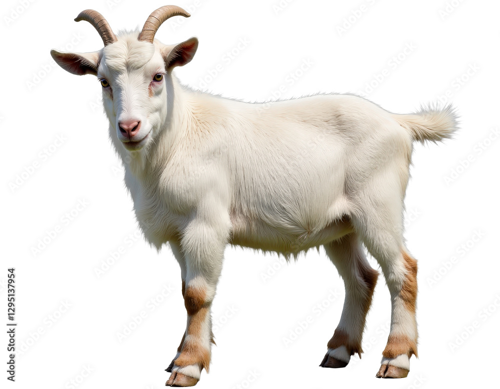 White Goat with Horns, Transparent Background White Goat with Horns, Transparent Background