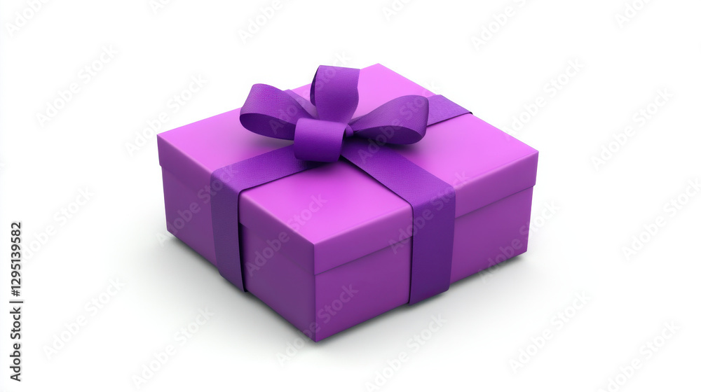 Obraz premium vibrant purple gift box with matching ribbon, perfect for celebrations and special occasions. This eye catching design adds touch of elegance to any event