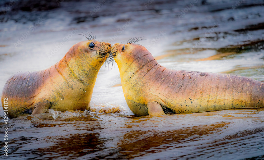 Two Elephant seals shamelessly making out on the beach