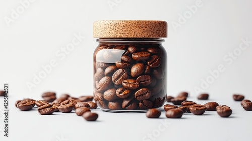 coffee beans in glass jar isolated catoon style