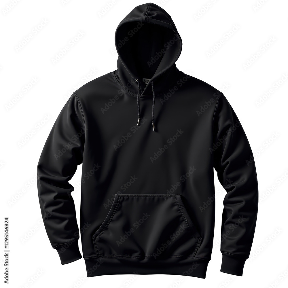 Black Hoodie with Drawstrings and Pocket, transparent background Black Hoodie with Drawstrings and Pocket, transparent background