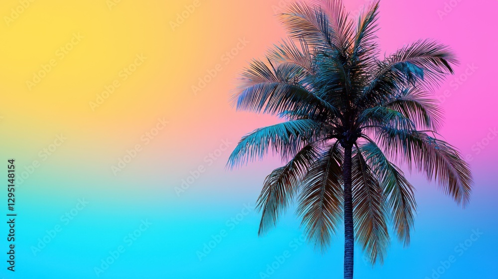 Vibrant Palm Tree Sunset Sky