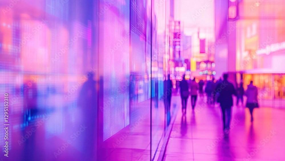 Blurred City Street at Night with Vibrant Pink and Purple Neon Lights Blurred City Street at Night with Vibrant Pink and Purple Neon Lights