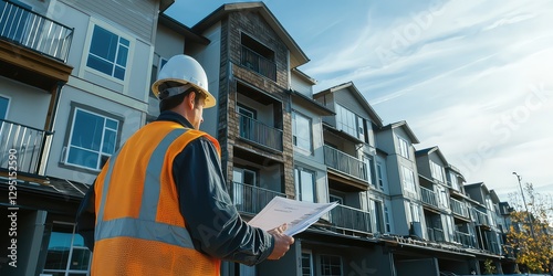 A real estate developer inspecting the progress of a new apartment building.