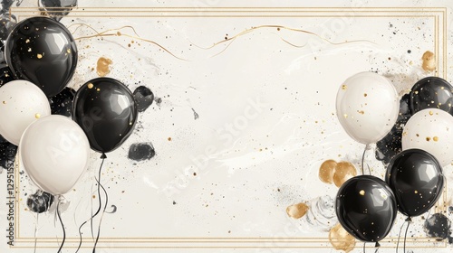 Elegant Black and White Balloon Composition for Celebratory Events