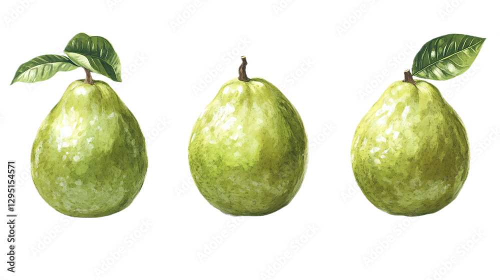 High-quality fresh guava fruit isolated on transparent background for culinary illustrations, healthy food designs, and organic produce visuals. High-quality fresh guava fruit isolated on transparent background for culinary illustrations, healthy food designs, and organic produce visuals.