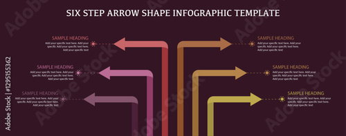 Arrow infographics template design, six step arrow shape infographics template, arrow infographics