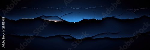 Abstract Dark Blue Mountain Landscape with Cracks and Crevices