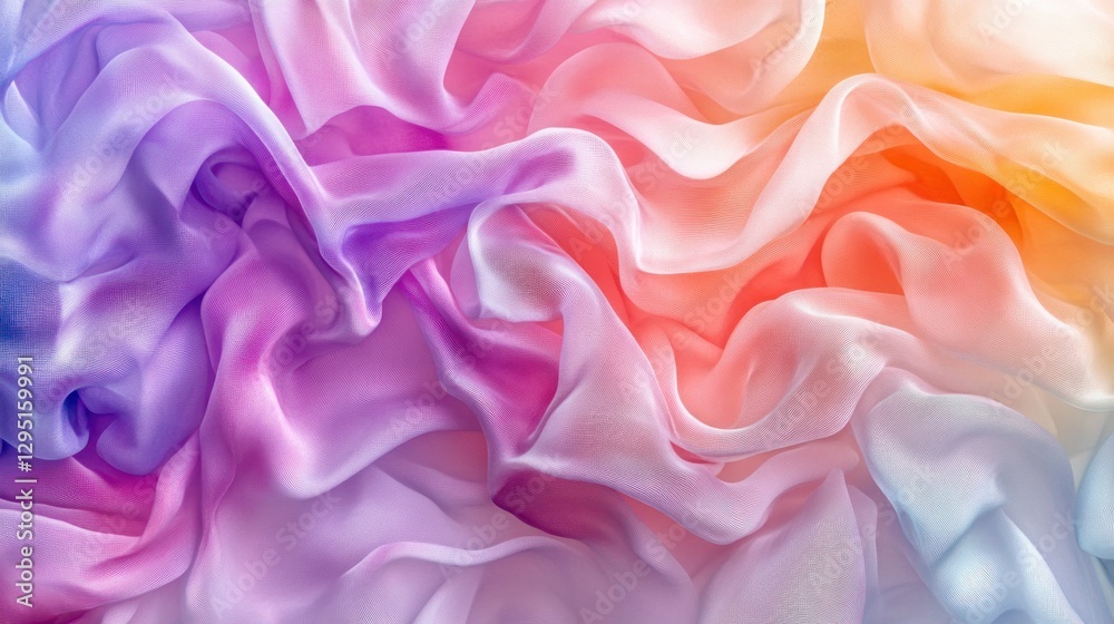 Fototapeta premium Vibrant, flowing silk fabric, gradient colors