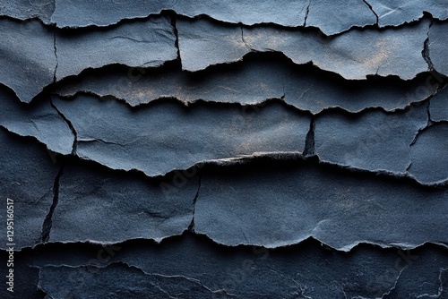 Abstract Dark Blue Cracked Texture - Layered Stone Background