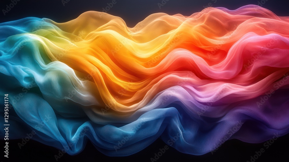 Fototapeta premium Abstract colorful wavy fabric design.