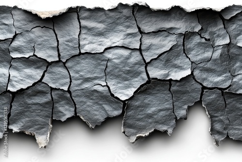 Cracked Earth Texture Abstract Grey Background with Torn Edges