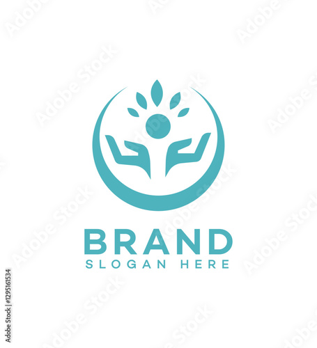 Holistic Wellness Brand Logo Healing Hands, Nature, and Growth