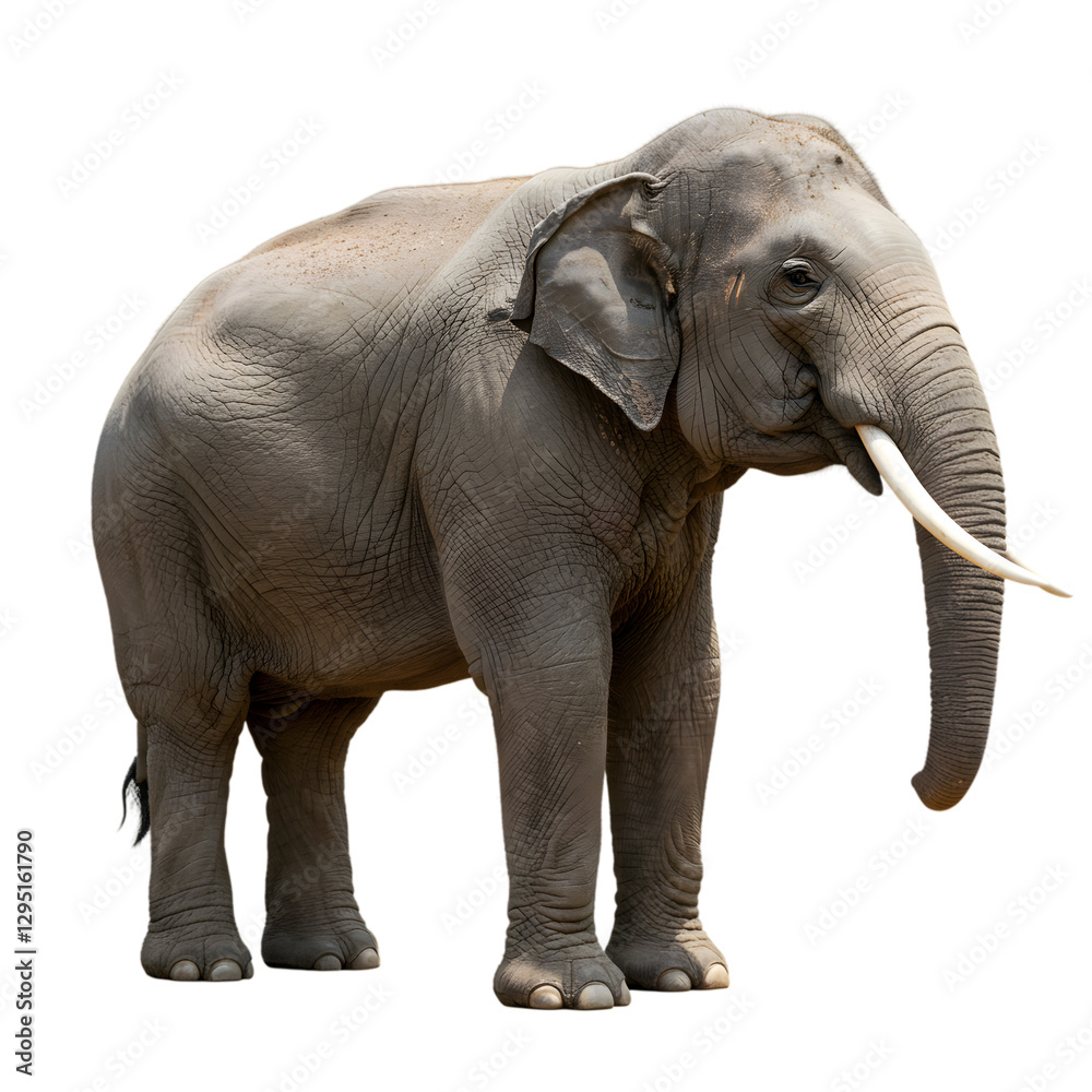 Obraz premium Majestic Asian Elephant Standing Isolated Black Background Wildlife Photography Zoo Gray Beast Large