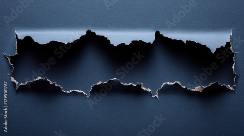 Torn Paper with Irregular Edge Reveals Dark Background