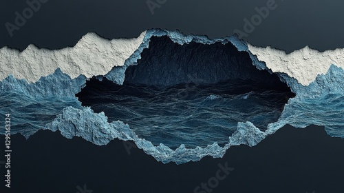 Abstract Ocean Scene Torn Reality Revealing Turbulent Waters