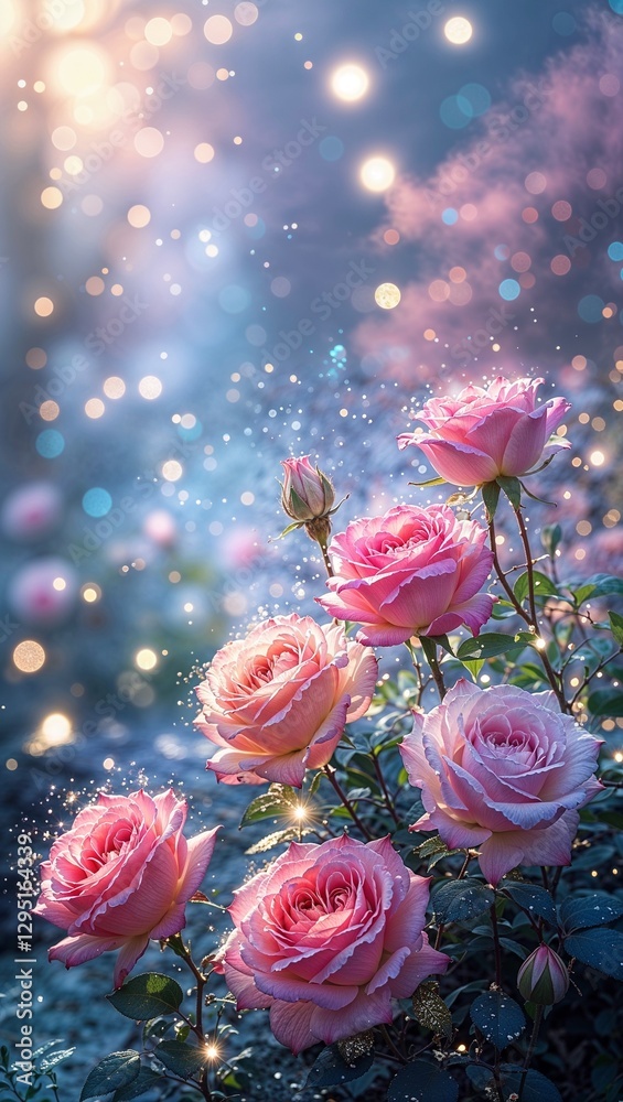 rose with stars shining in the background rose with stars shining in the background