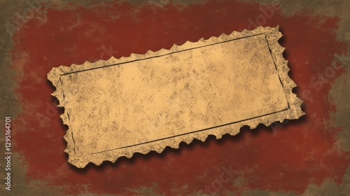 Vintage Grunge Postage Stamp Blank Template on Red Background