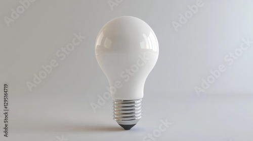 Single white lightbulb on a plain background.