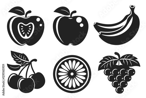 set of Fruits silhouette vector illustration