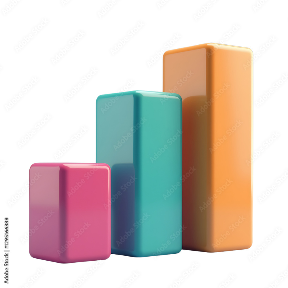 3D Colorful Bar Chart Icon. Business Growth and Analytics Symbol 3D Colorful Bar Chart Icon. Business Growth and Analytics Symbol