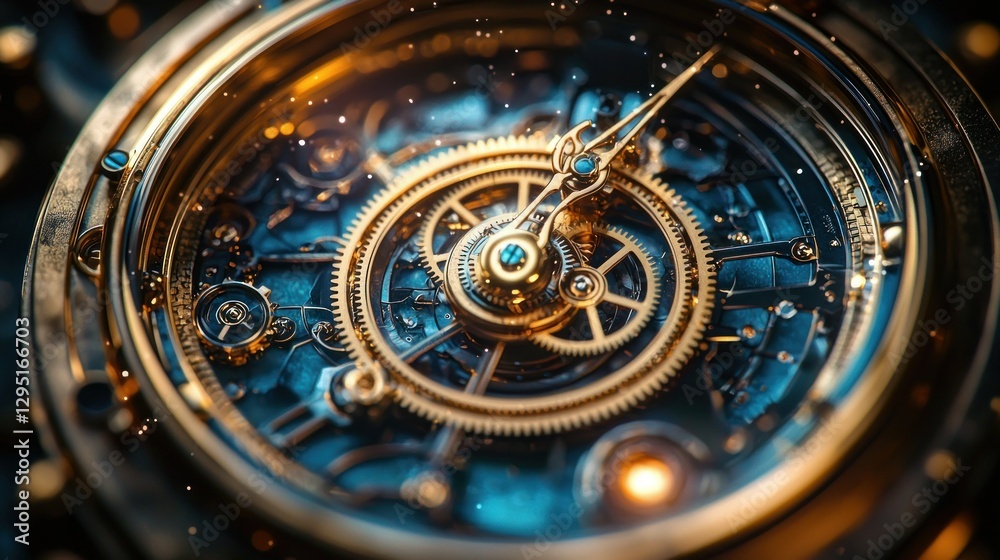 Golden gears intricate watch mechanism Golden gears intricate watch mechanism