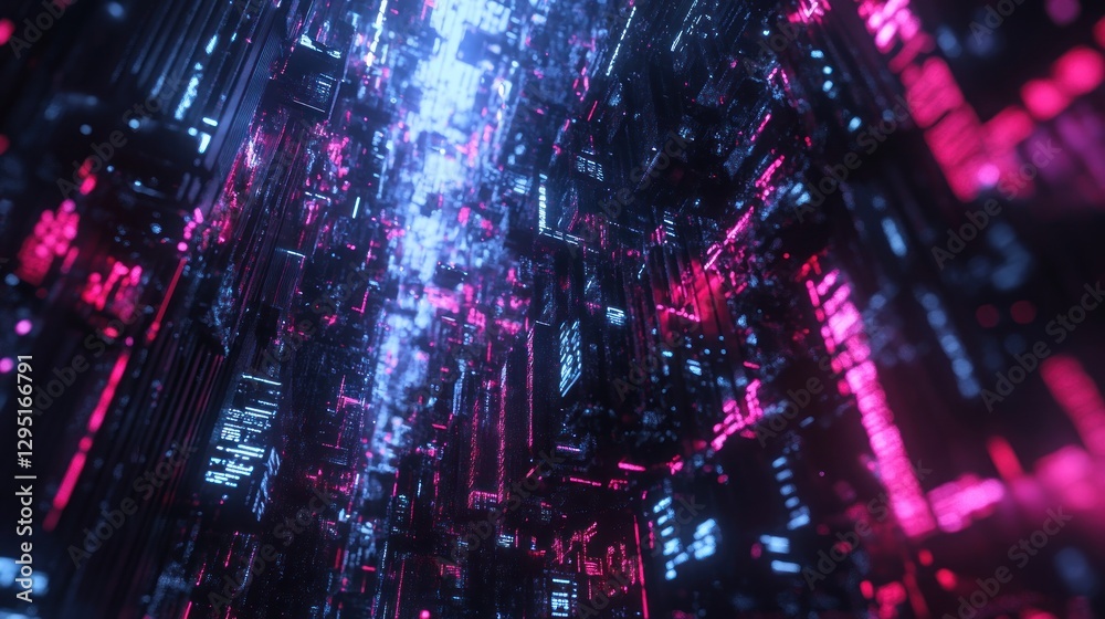 Fototapeta premium Cyberpunk city perspective