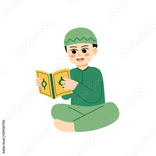 Studying Quran 1 Child Reading Book