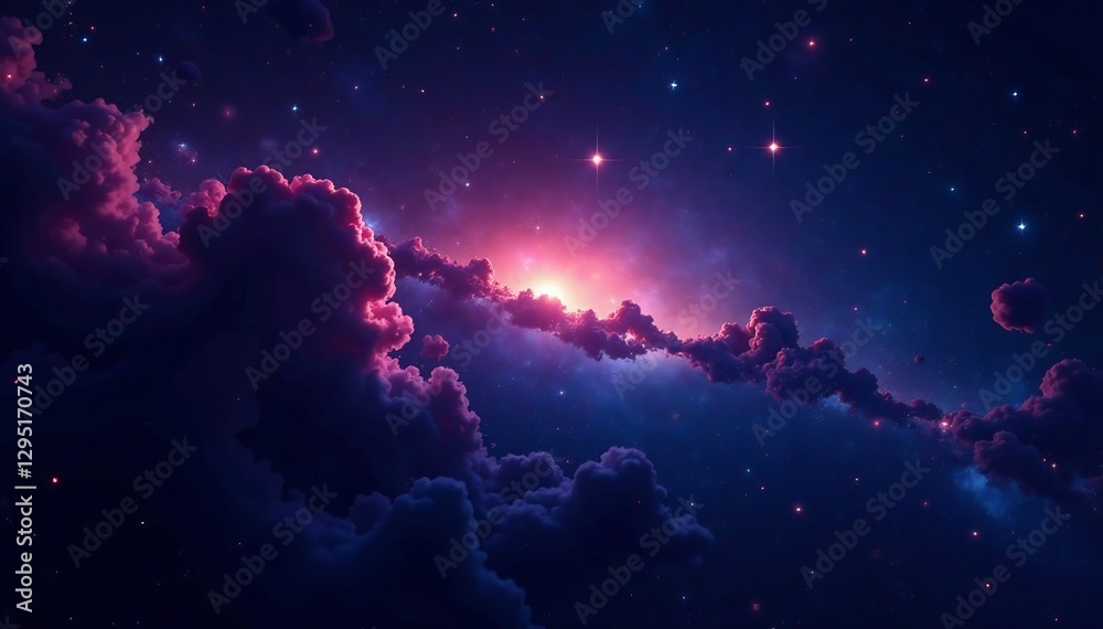 Fototapeta premium Deep dark space with vibrant stars and distant galaxies, stars, cosmic, galaxies