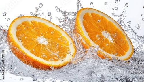 Orange slices splashing in water (4) photo