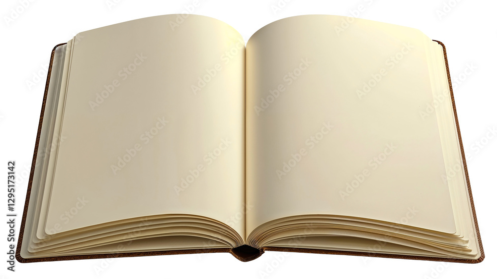 Open book with blank pages on transparent background