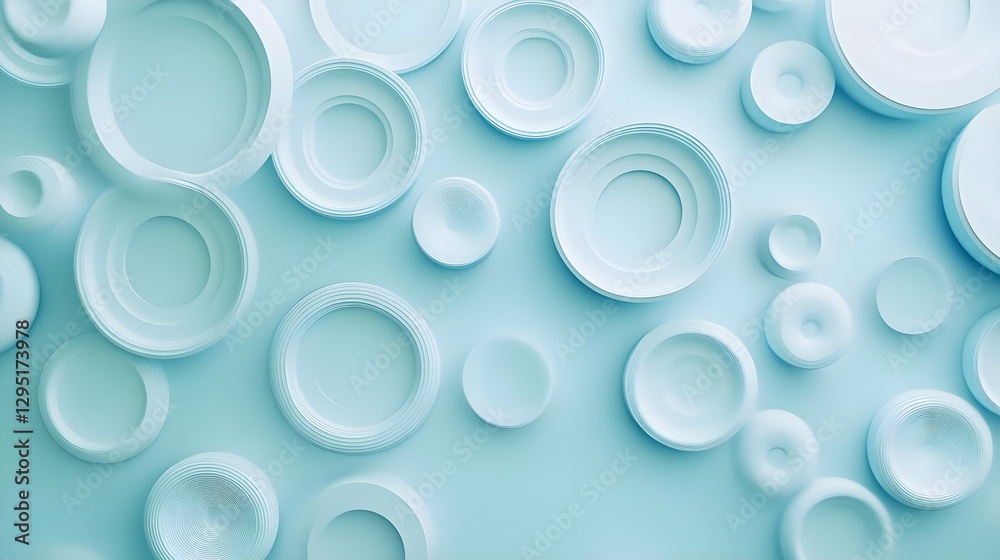 Abstract Arrangement of Soft Blue Circular Shapes on a Calm Background Abstract Arrangement of Soft Blue Circular Shapes on a Calm Background