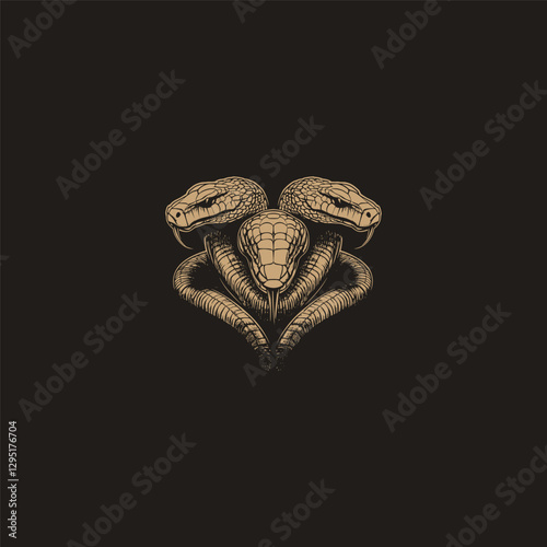 Three headed snake design vector template illustration