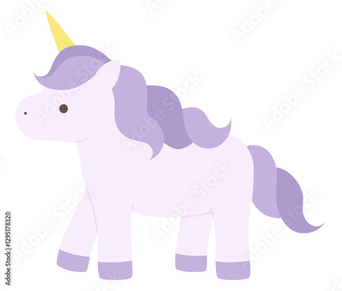 かわいいユニコーンのベクターイラスト。馬、角、動物、ドリーミー