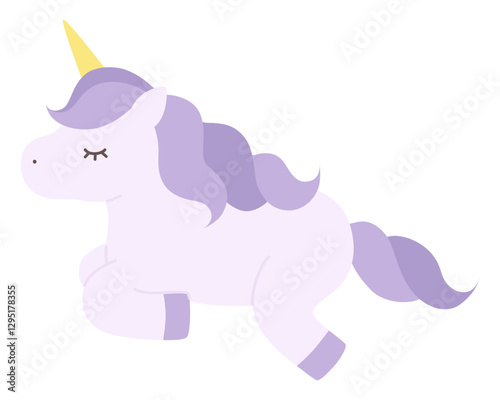 かわいいユニコーンのベクターイラスト。馬、角、動物、ドリーミー