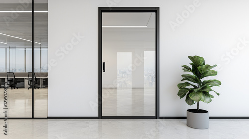 Modern office glass door gives sense of transparency and professionalism