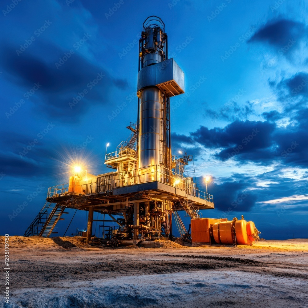 Studio shot of an oil well drilling mud tank, isolated with soft lighting, creating a professional and versatile look, featuring its large capacity for fluid management.