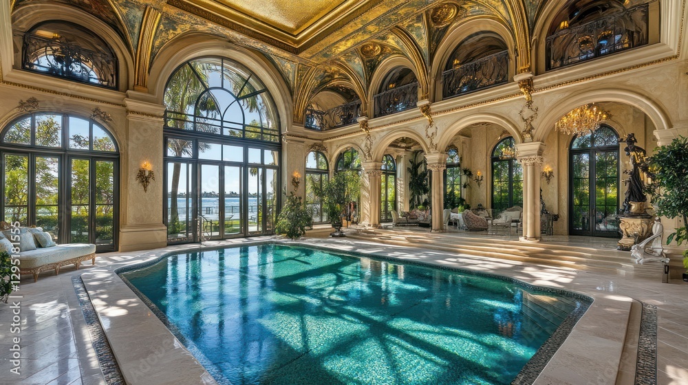 Obraz premium Opulent Indoor Pool in a Luxurious Mansion