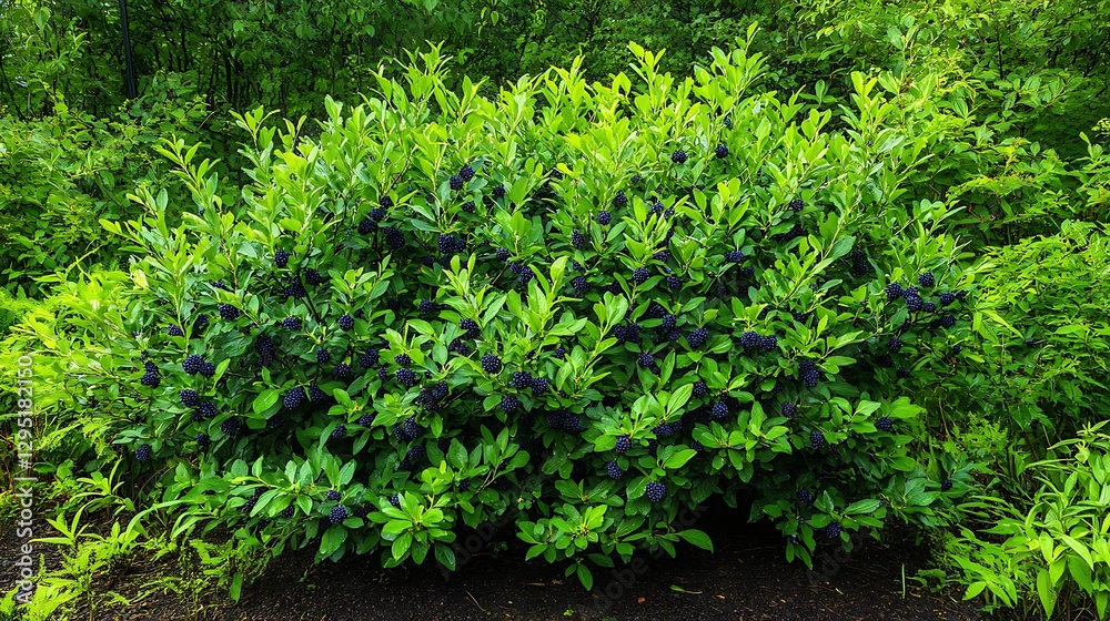 Lush Blueberry Bush in Summer Garden AI Generated Lush Blueberry Bush in Summer Garden AI Generated