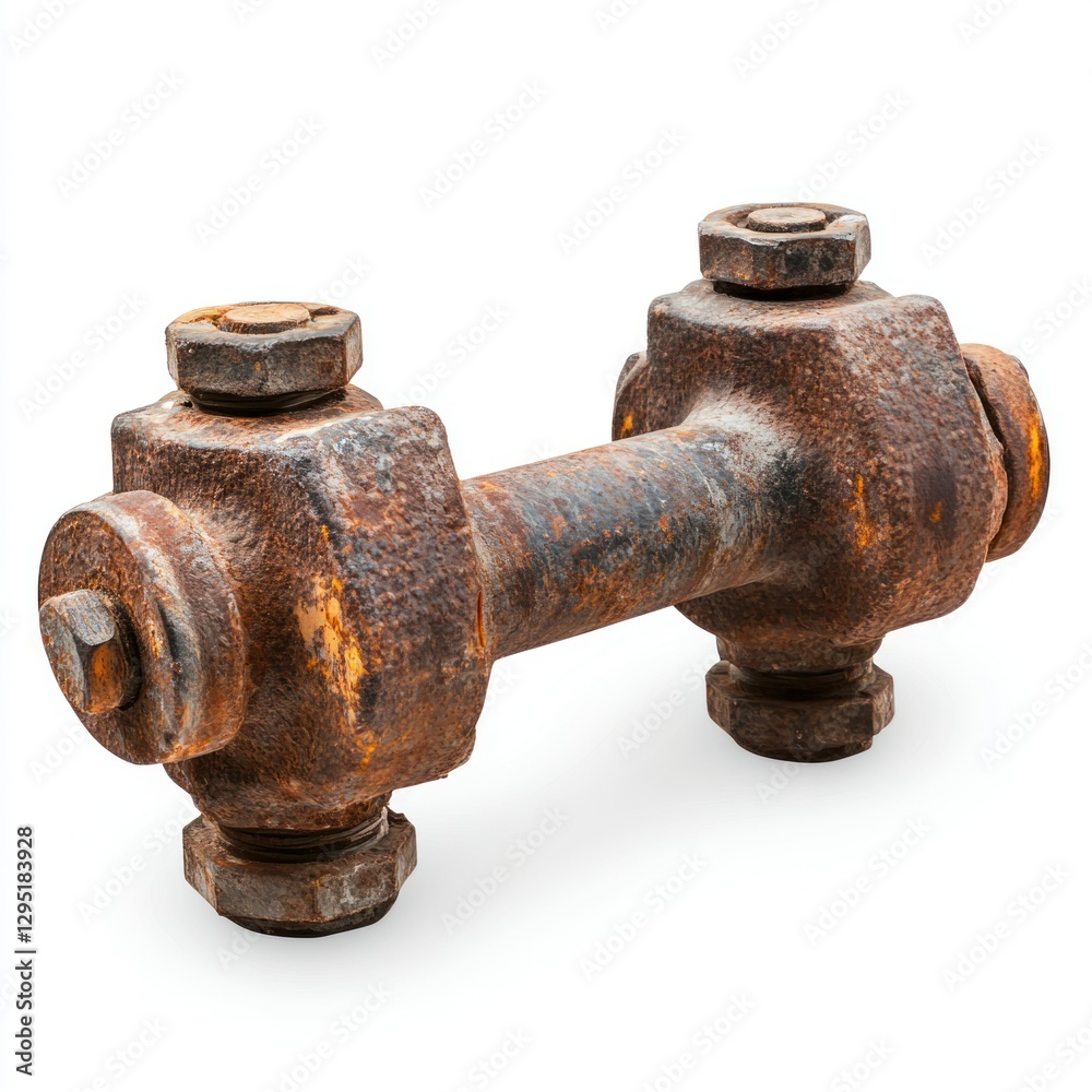 High-quality isolated image of an oil pipeline support bracket, placed on a pure white background, perfect for graphic design or advertising purposes, highlighting its strength and stability High-quality isolated image of an oil pipeline support bracket, placed on a pure white background, perfect for graphic design or advertising purposes, highlighting its strength and stability