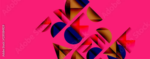 Minimal geometric abstract background. Circle square and triangle design