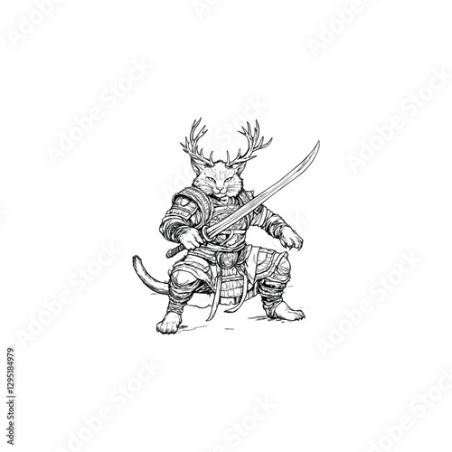 Wallpaper Mural Cat warriors with antler design vector template illustration Torontodigital.ca