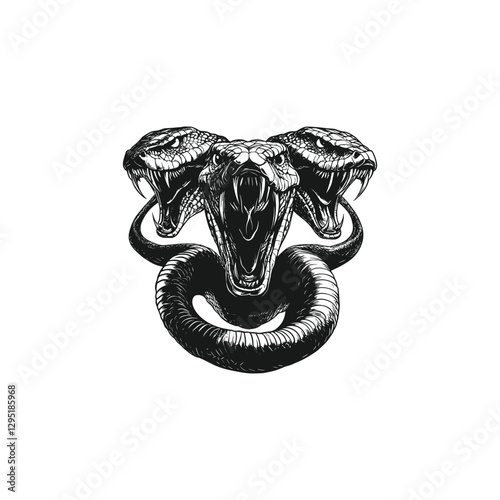 Three headed snake design vector template illustration